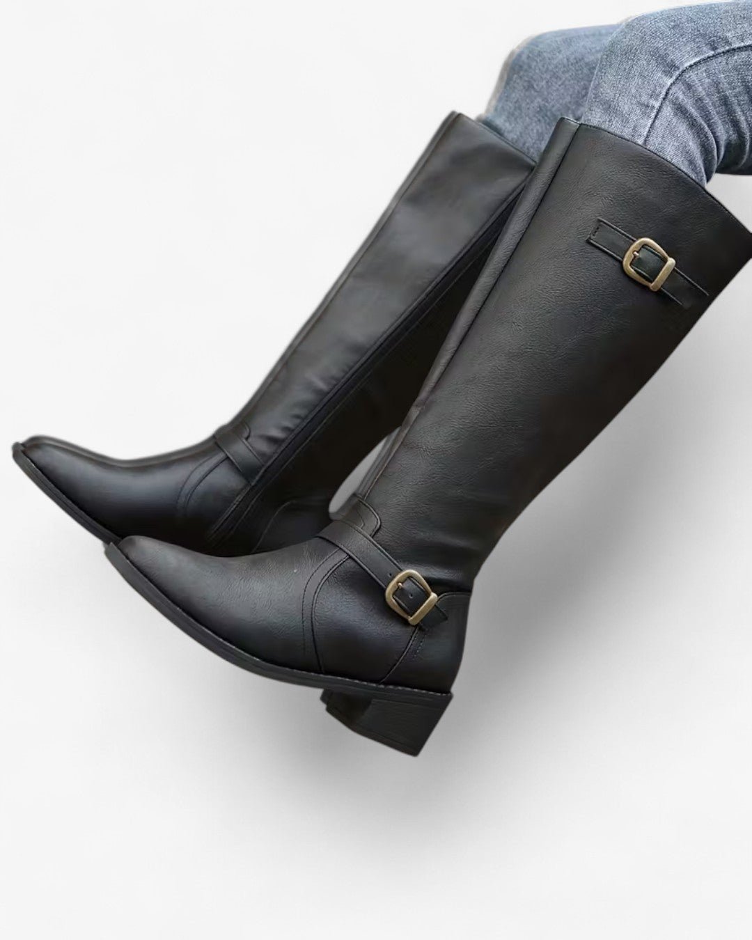 Black Round-Toe Calf Boots