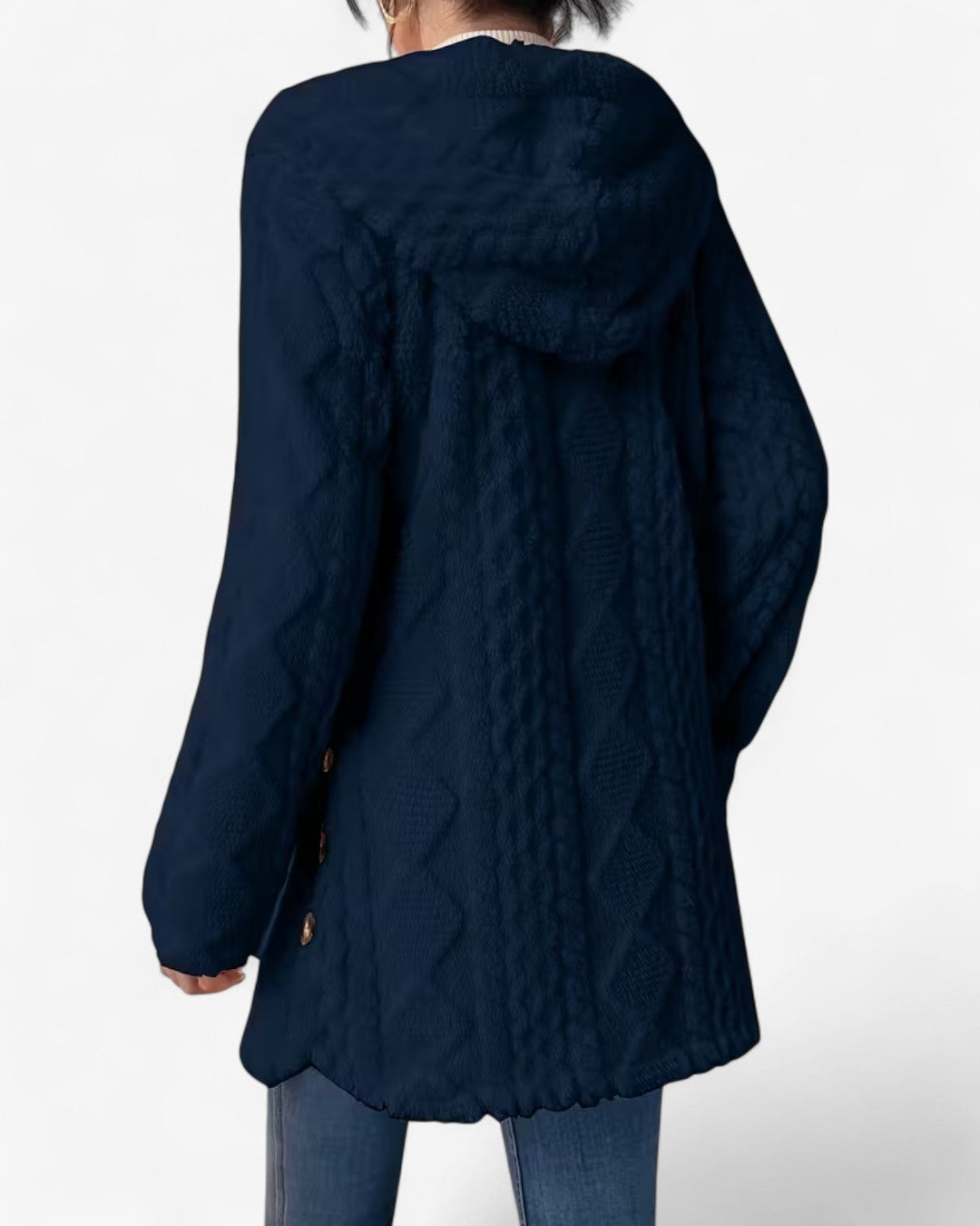 Textured Hooded Faux Fur Coat