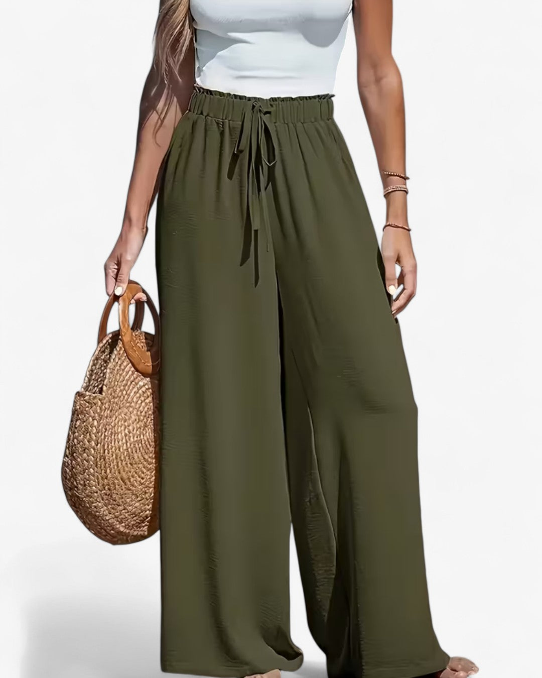 Draped Wide-Leg Pants