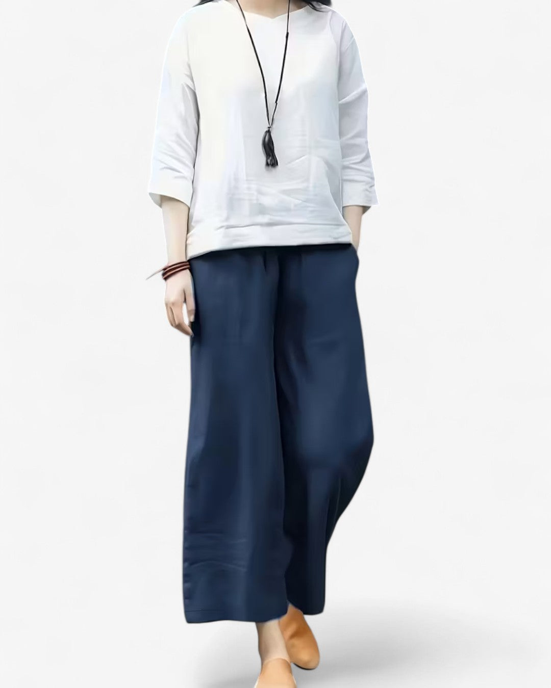 Cropped Wide-Leg Drawstring Pants