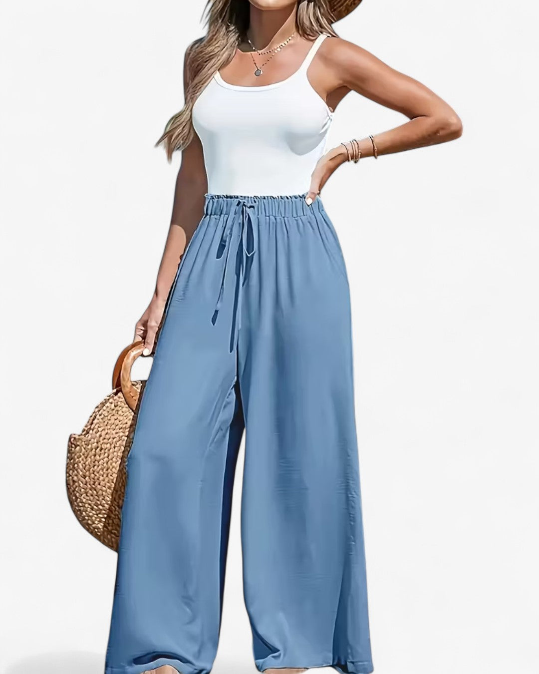Draped Wide-Leg Pants