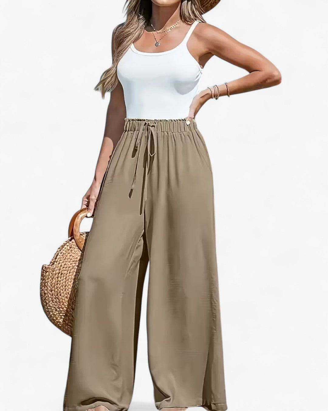 Draped Wide-Leg Pants