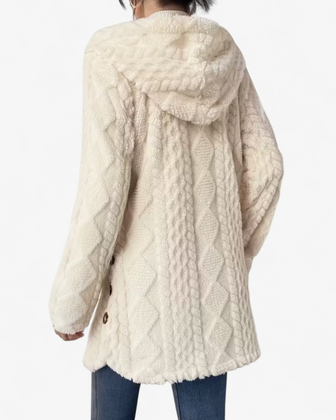 Textured Hooded Faux Fur Coat