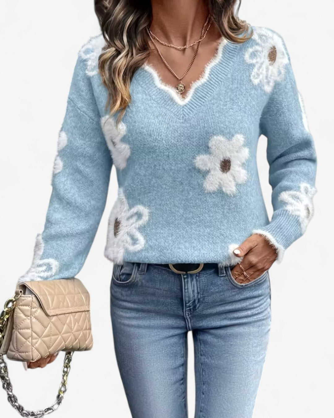 Rose Daisy Jacquard Sweater