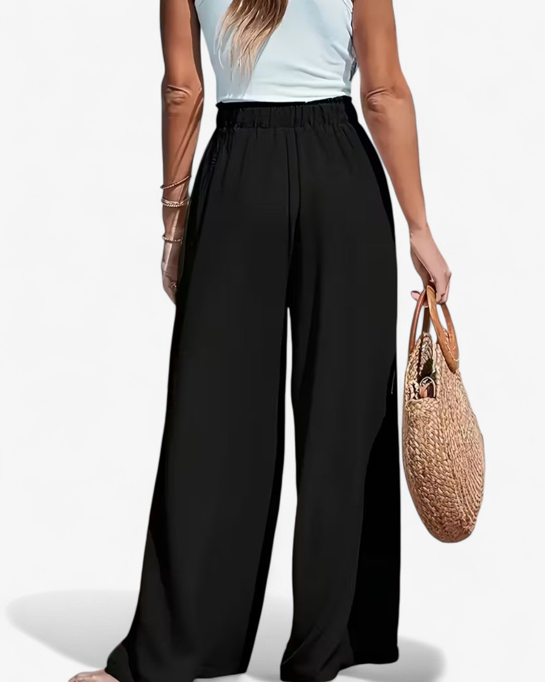 Draped Wide-Leg Pants