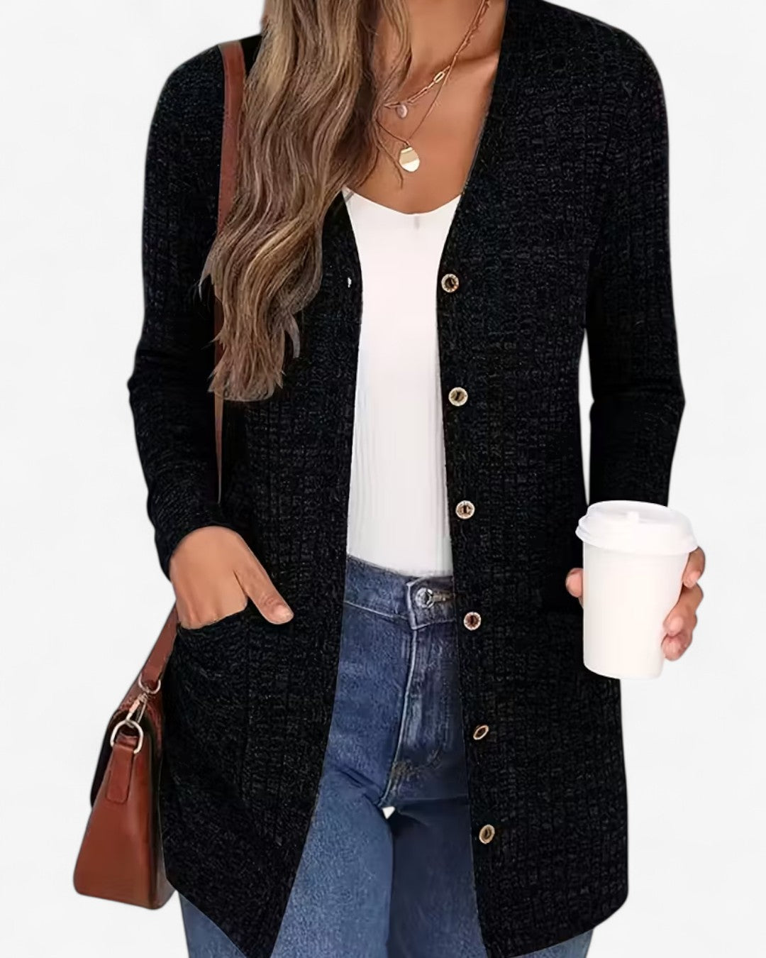 Elegant V-Neck Button Cardigan