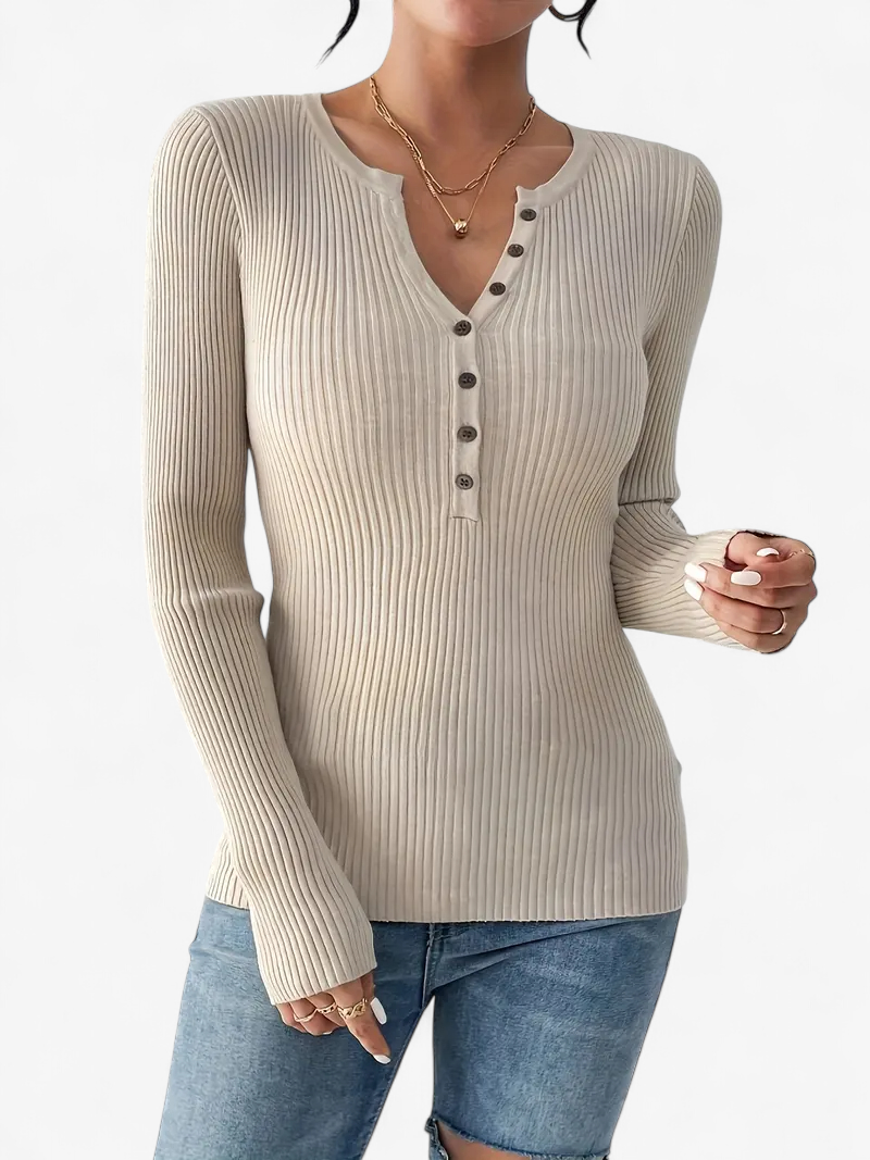 Front-Button Ribbed Knit Cardigan