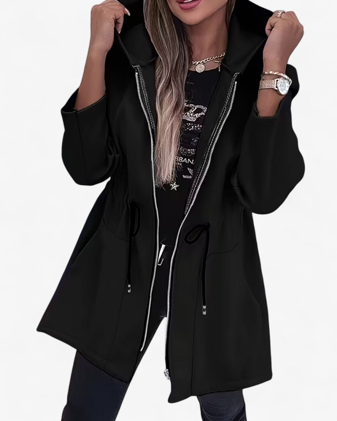 Casual Drawstring Hooded Jacket