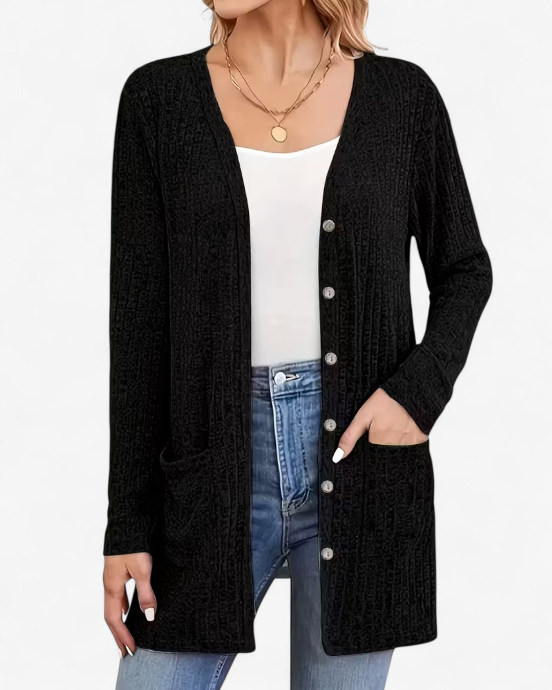 Elegant V-Neck Button Cardigan
