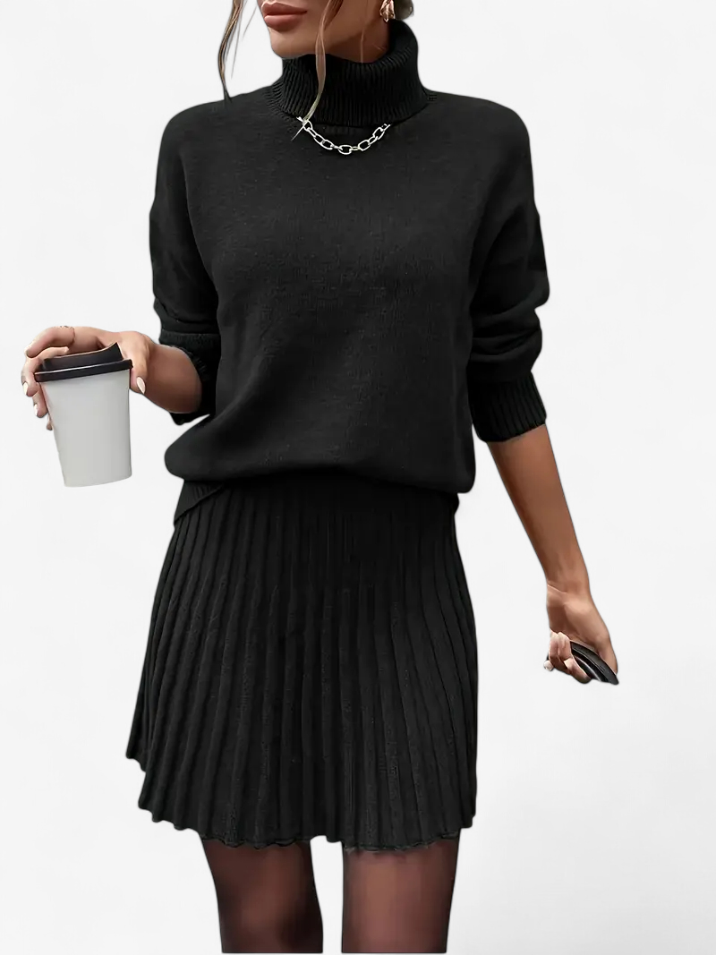 Knit Top & Pleated Skirt Set