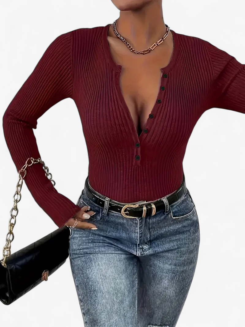 Front-Button Ribbed Knit Cardigan