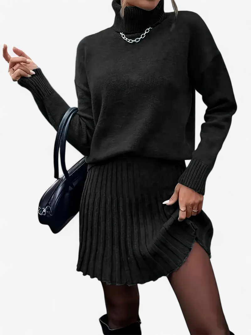 Knit Top & Pleated Skirt Set