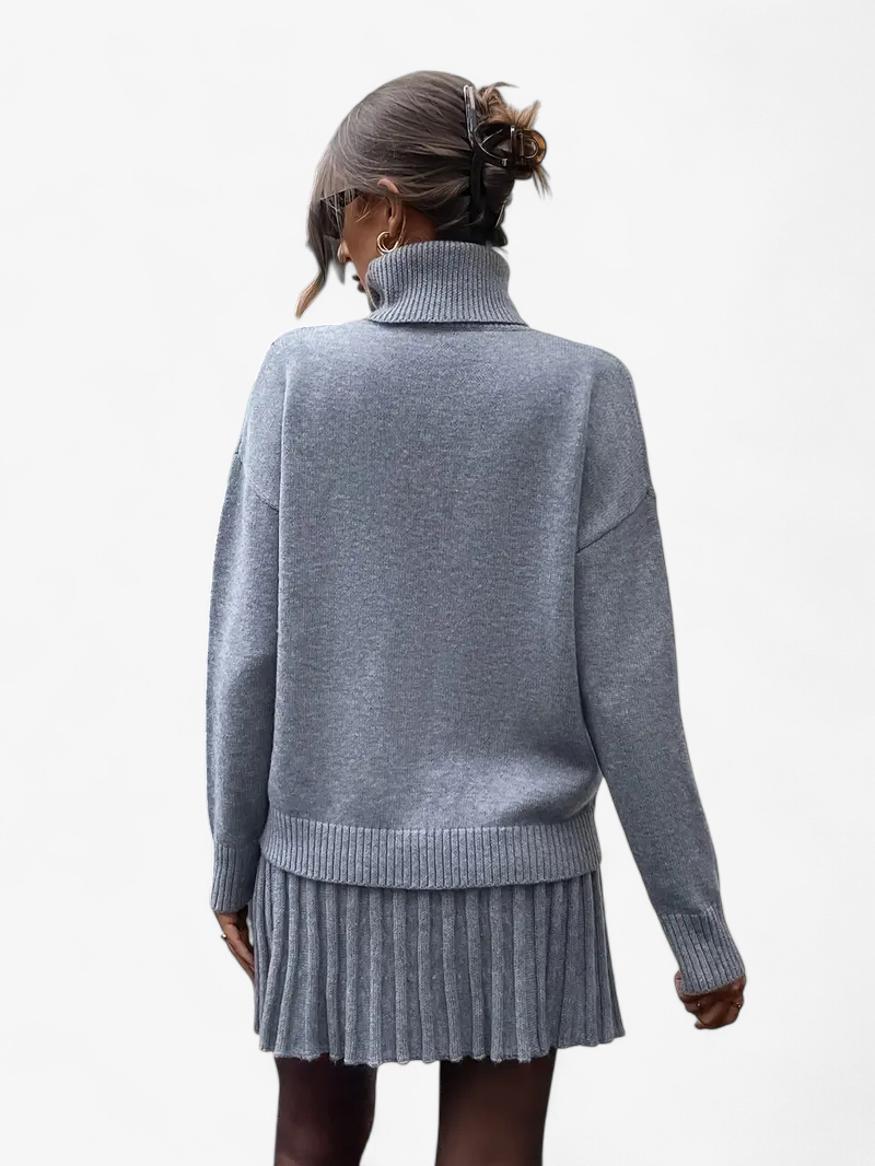 Knit Top & Pleated Skirt Set