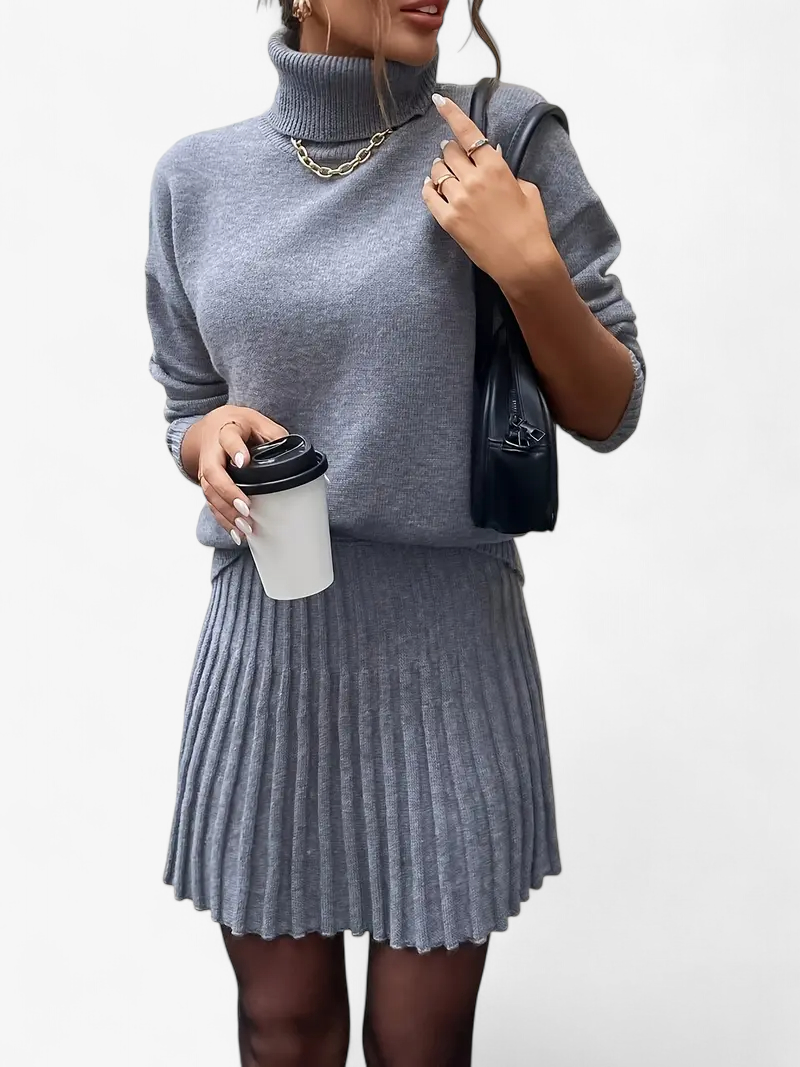 Knit Top & Pleated Skirt Set