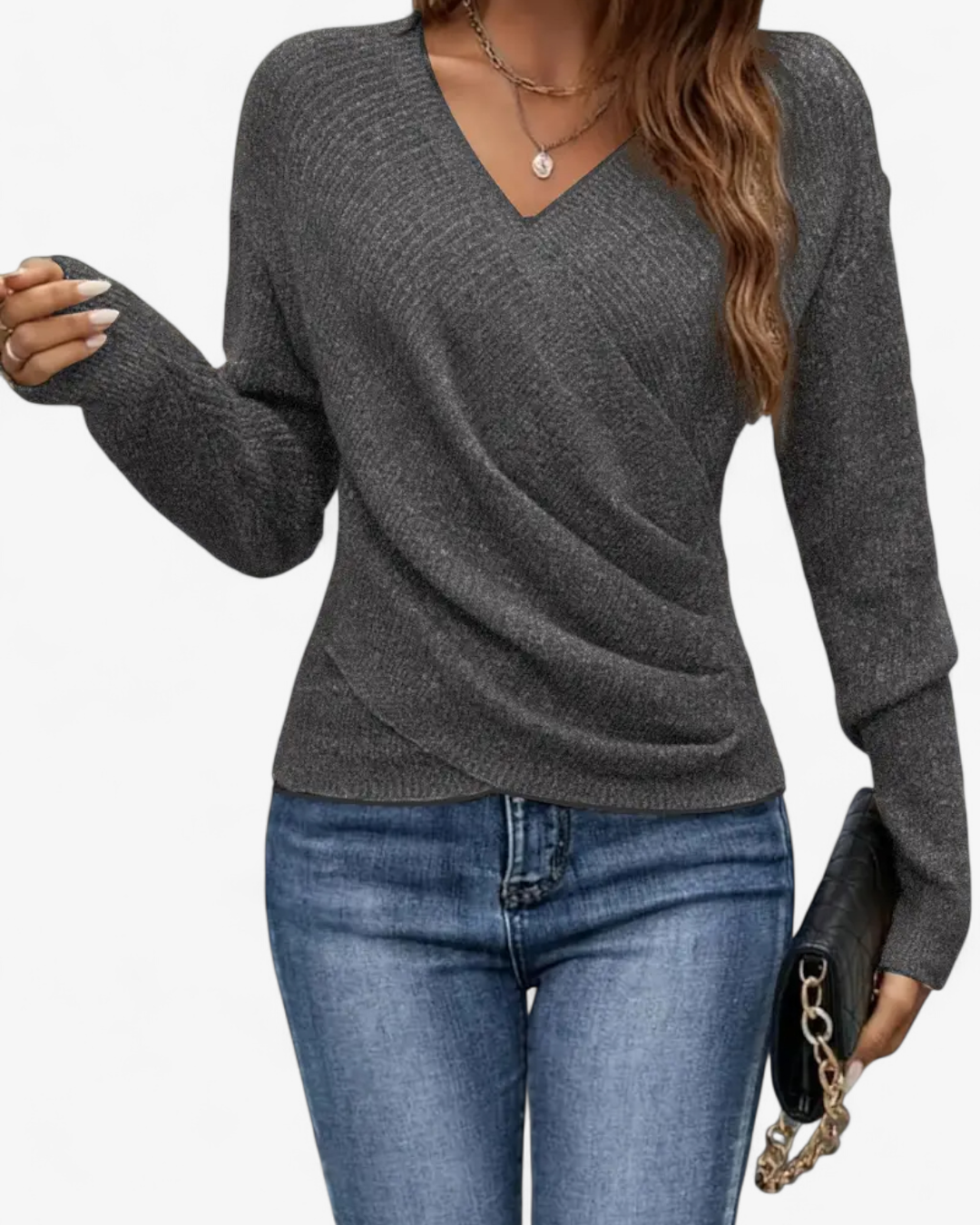 Cross V-Neck Knit Pullover