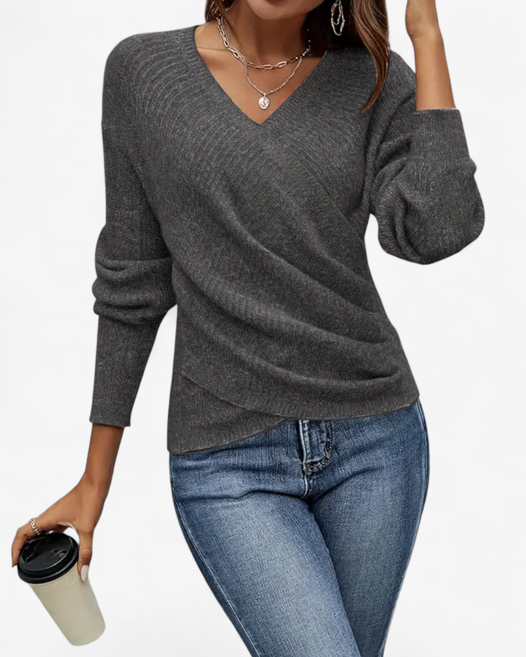 Cross V-Neck Knit Pullover