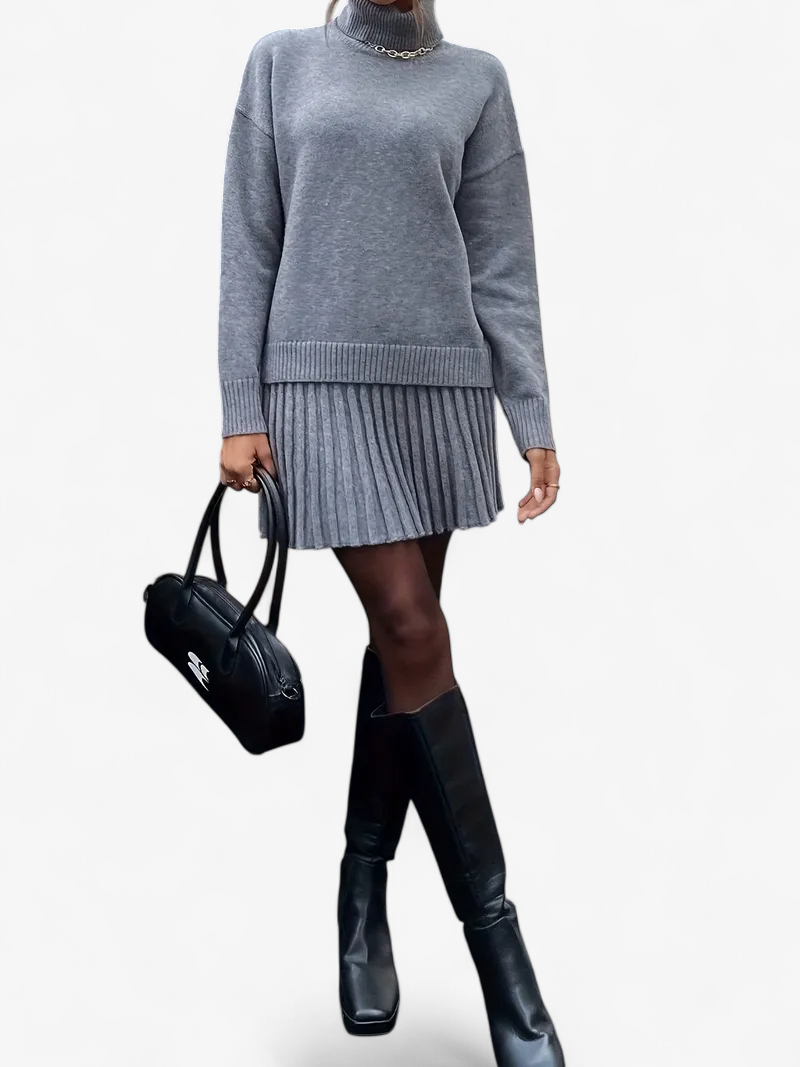 Knit Top & Pleated Skirt Set