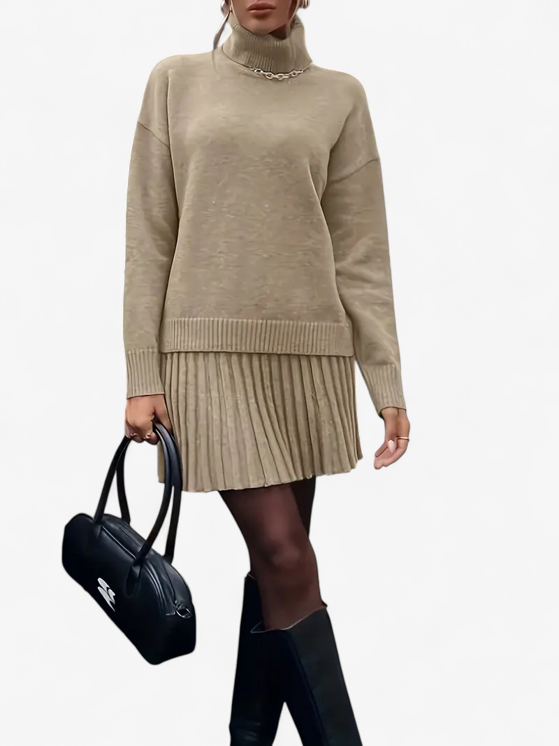 Knit Top & Pleated Skirt Set