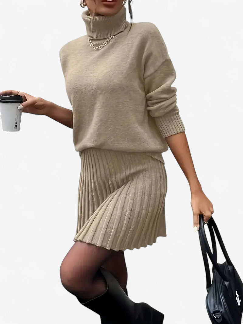 Knit Top & Pleated Skirt Set