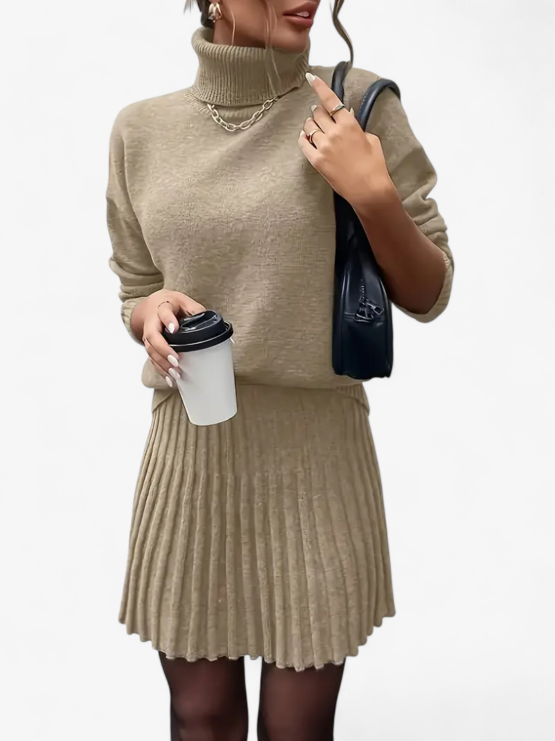 Knit Top & Pleated Skirt Set