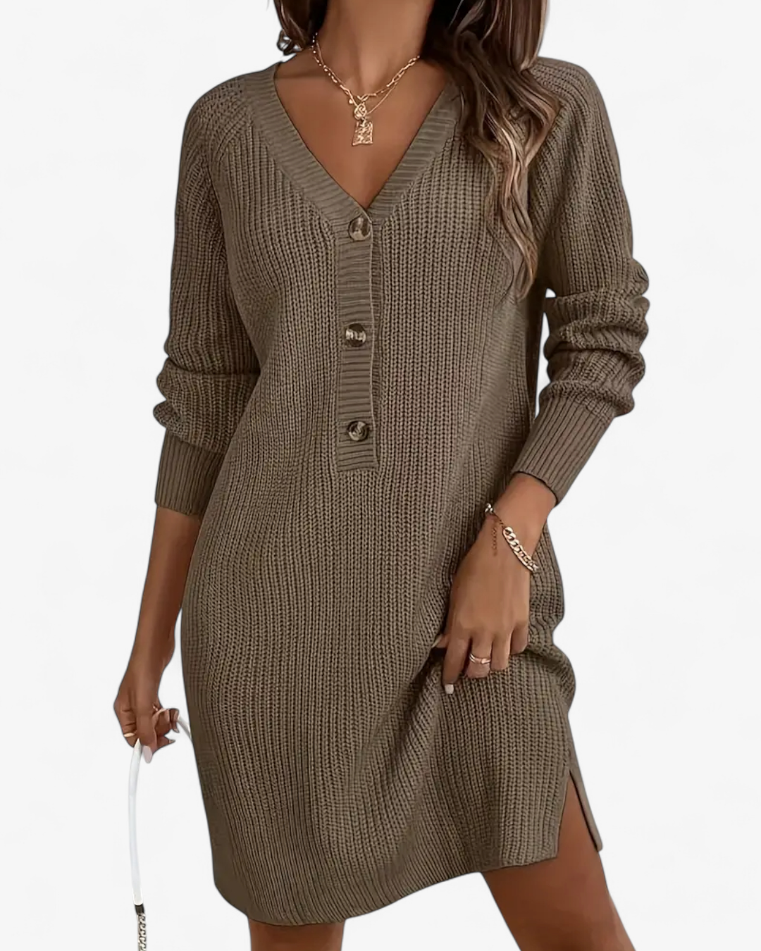 V-Neck Knit Dress