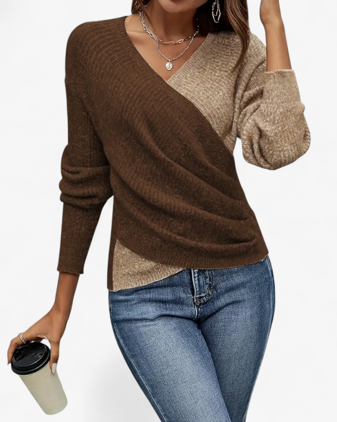 Cross V-Neck Knit Pullover