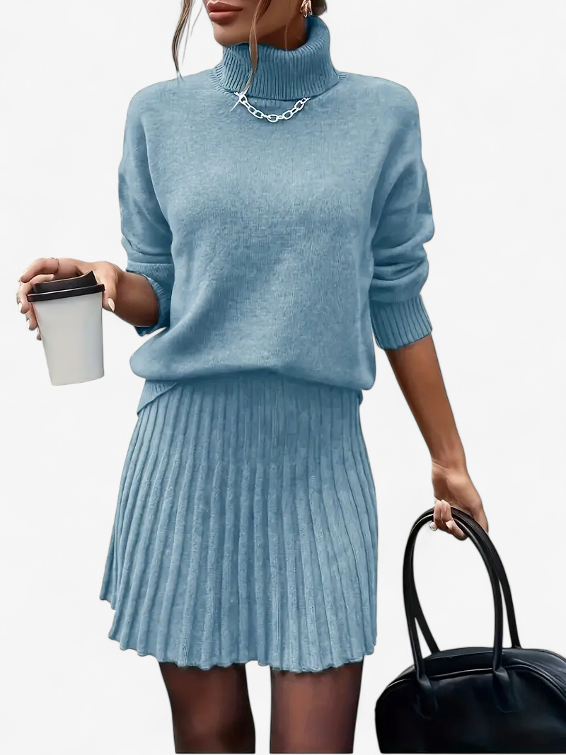 Knit Top & Pleated Skirt Set