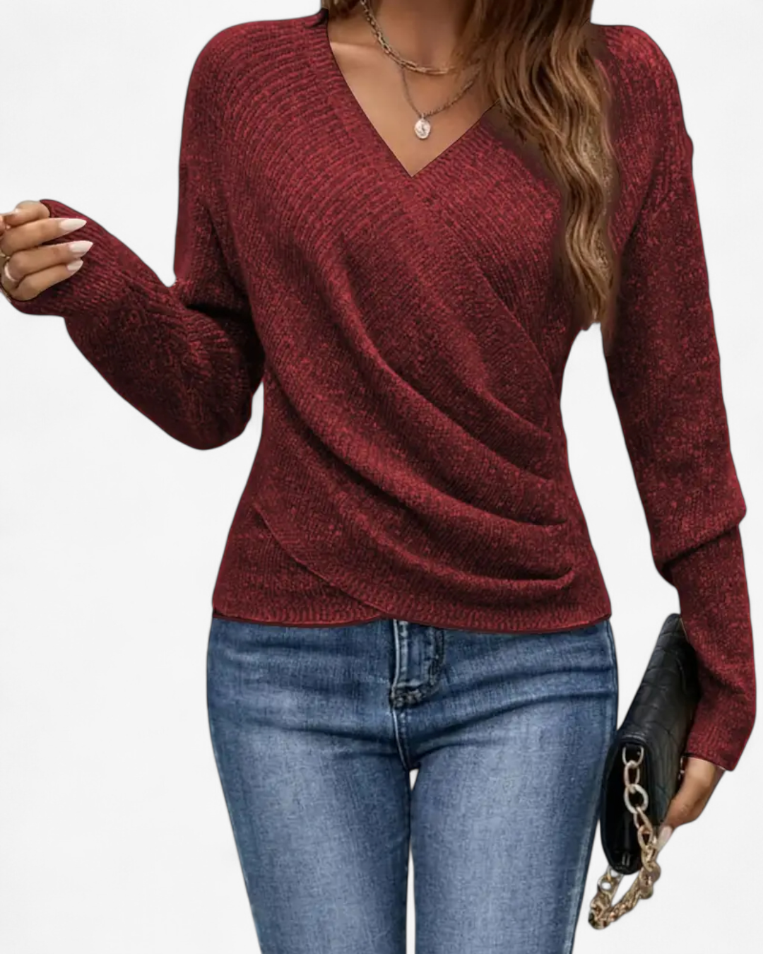 Cross V-Neck Knit Pullover