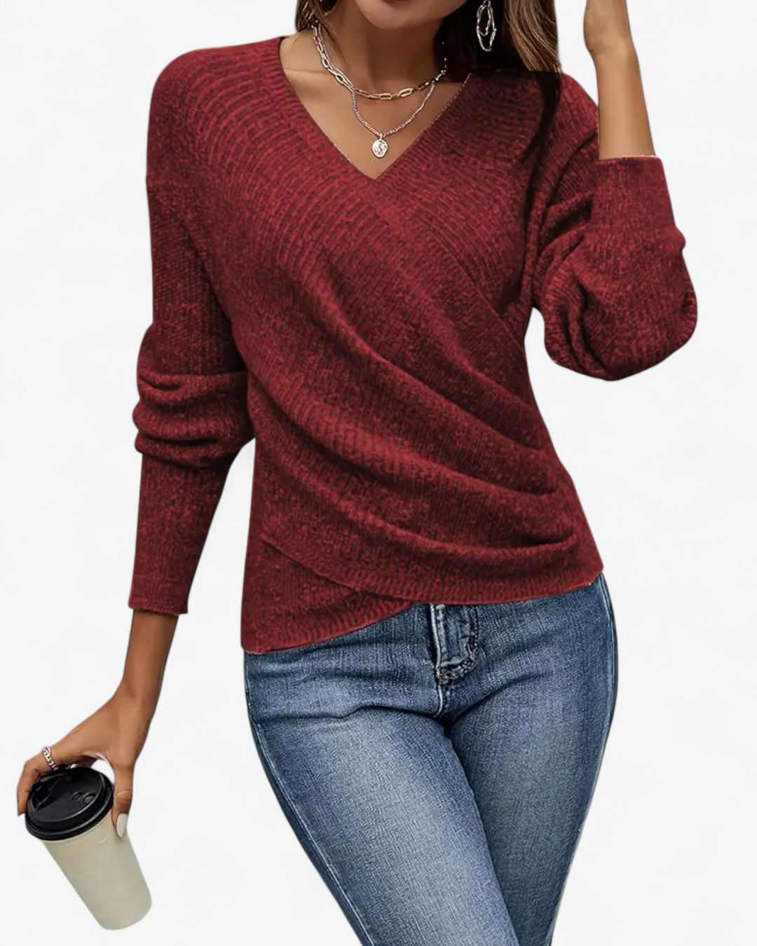 Cross V-Neck Knit Pullover