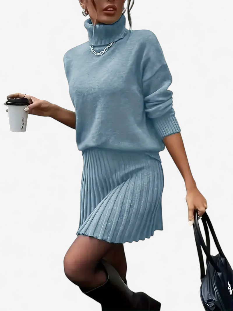 Knit Top & Pleated Skirt Set