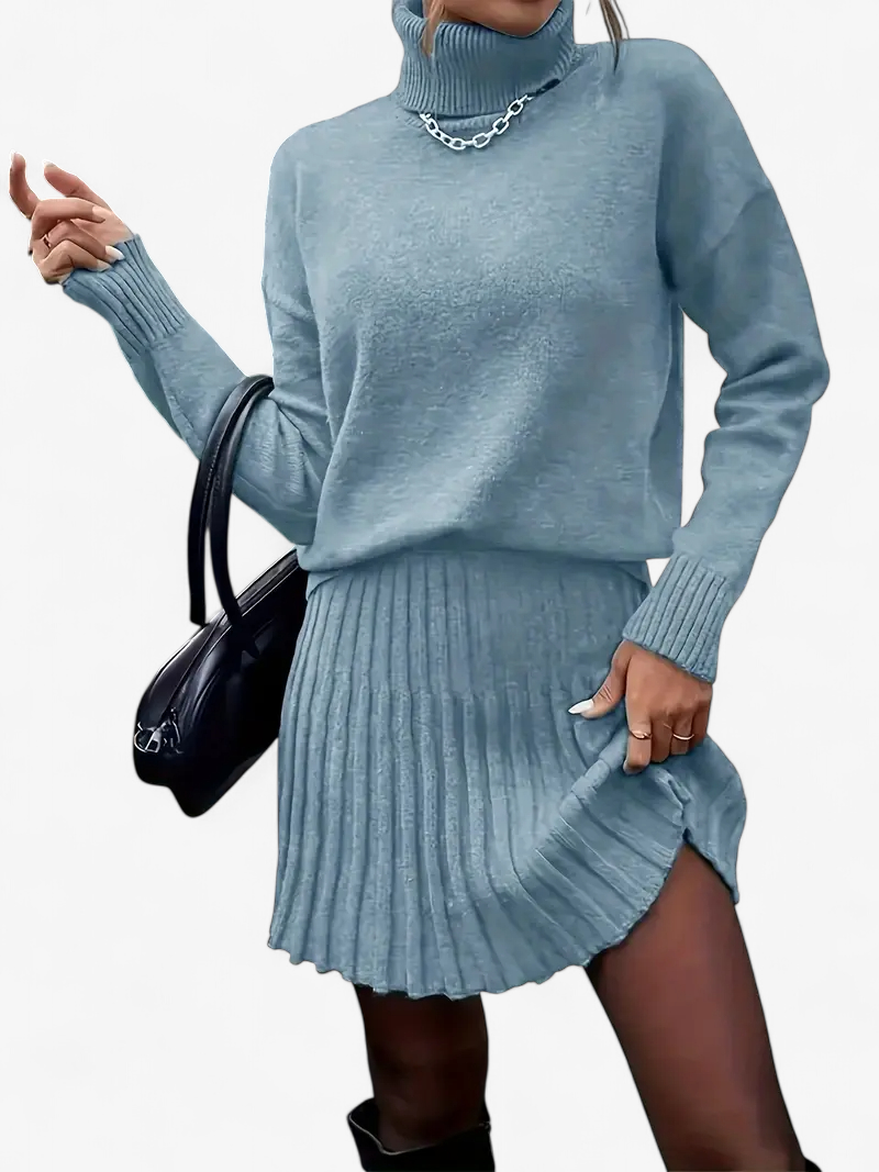 Knit Top & Pleated Skirt Set