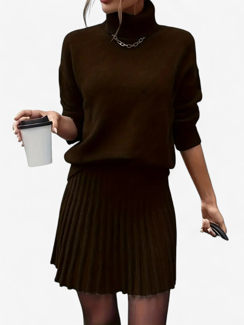 Knit Top & Pleated Skirt Set