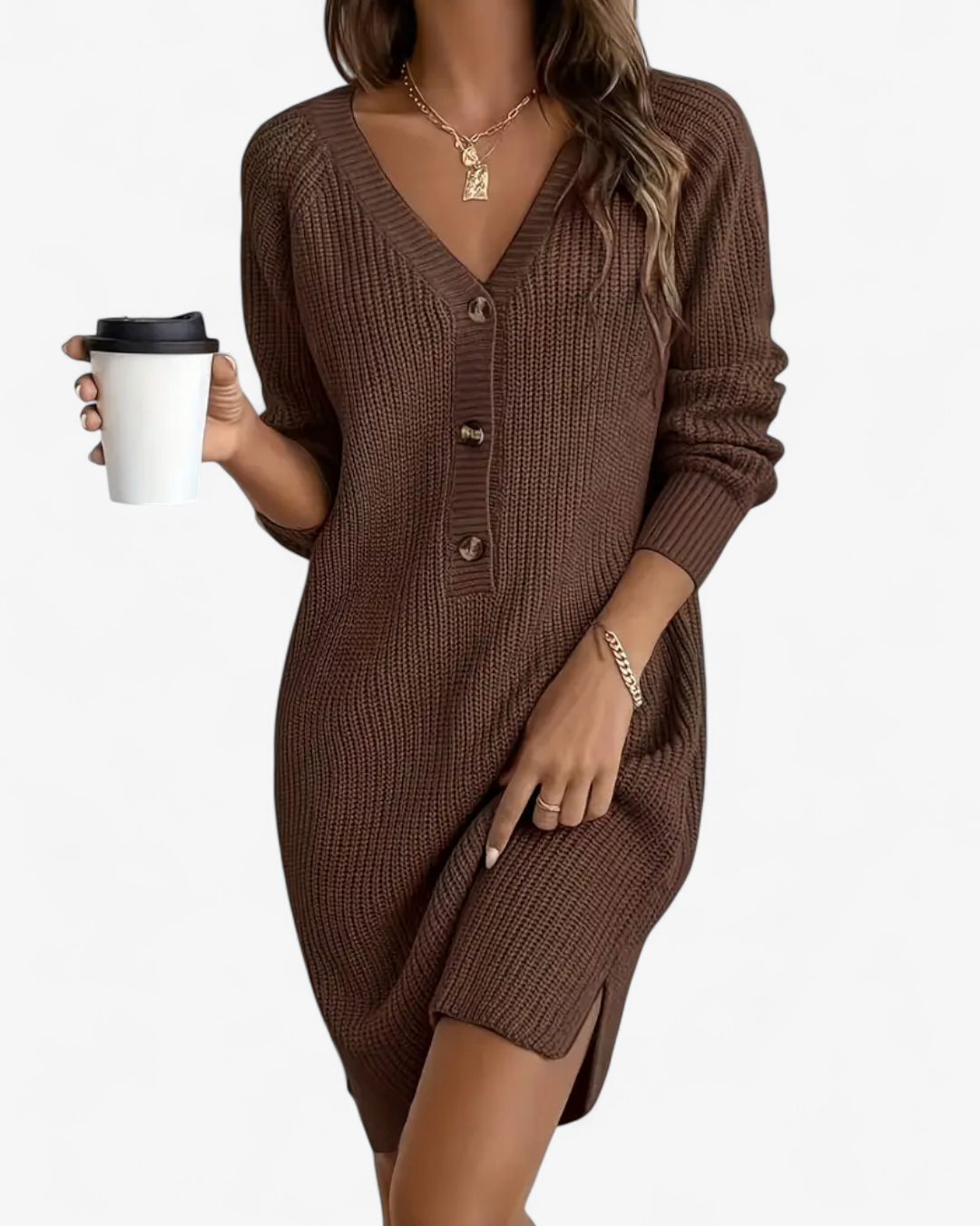 V-Neck Knit Dress