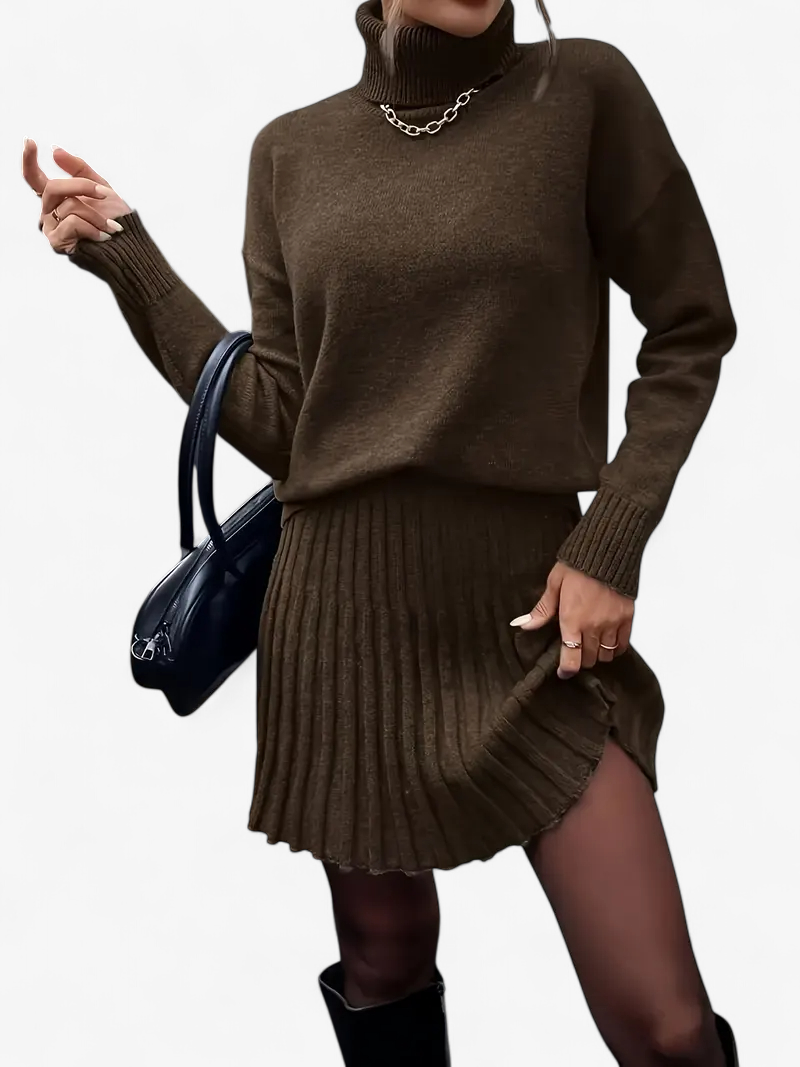 Knit Top & Pleated Skirt Set