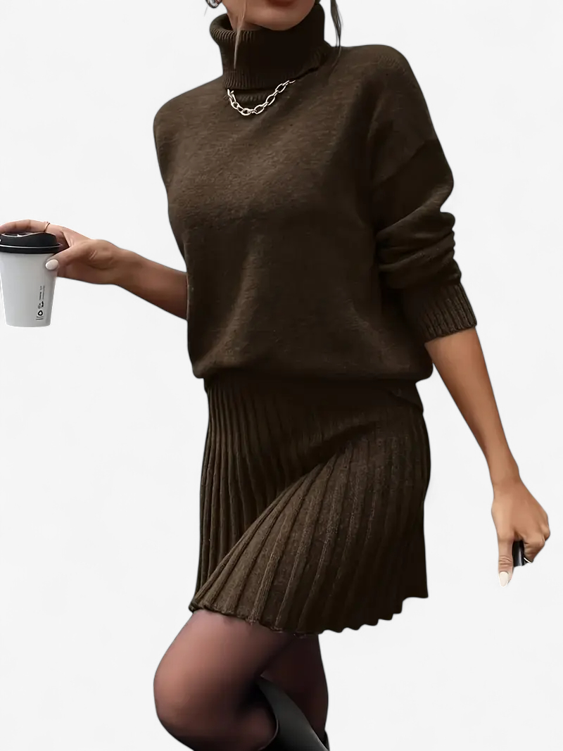 Knit Top & Pleated Skirt Set