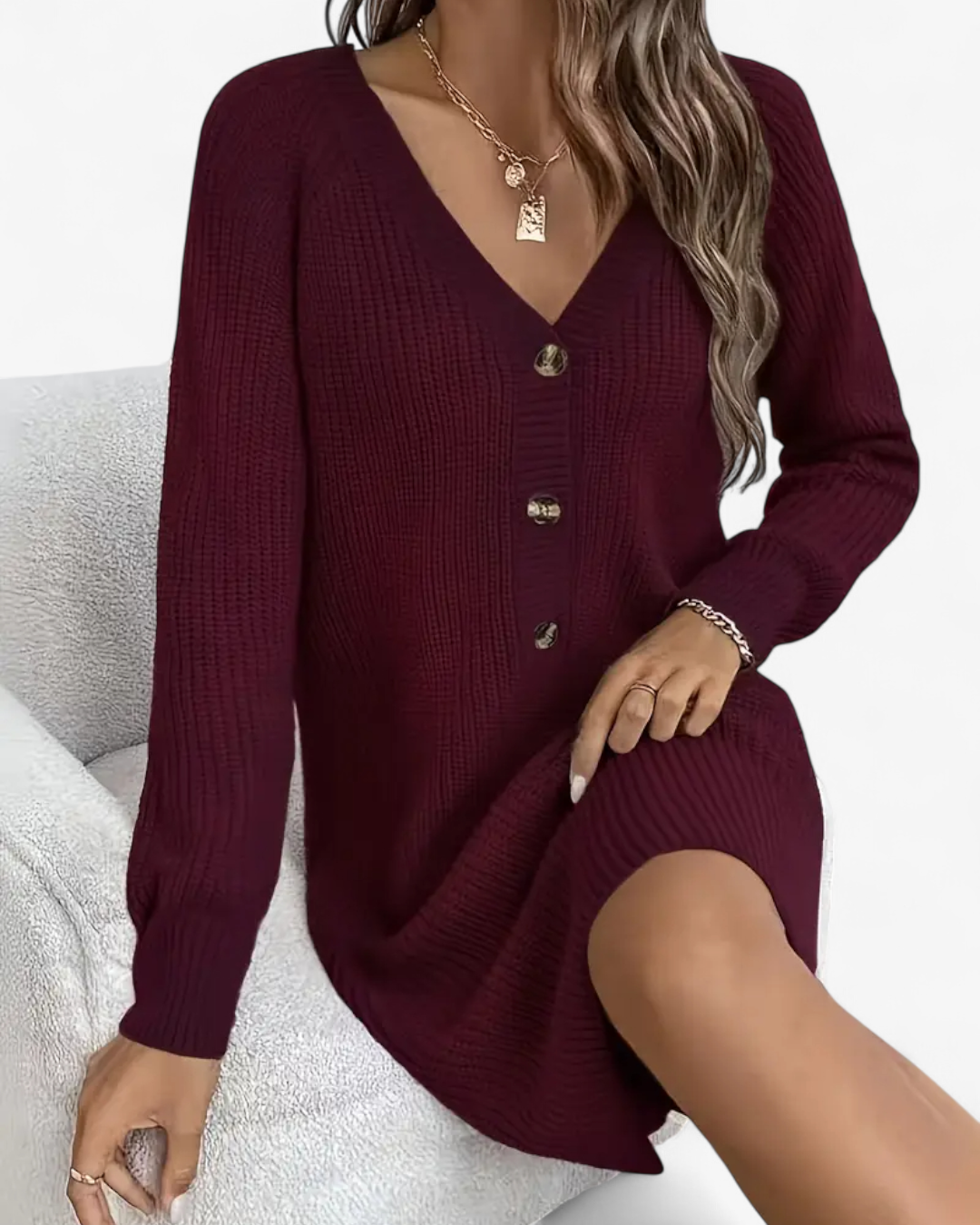 V-Neck Knit Dress
