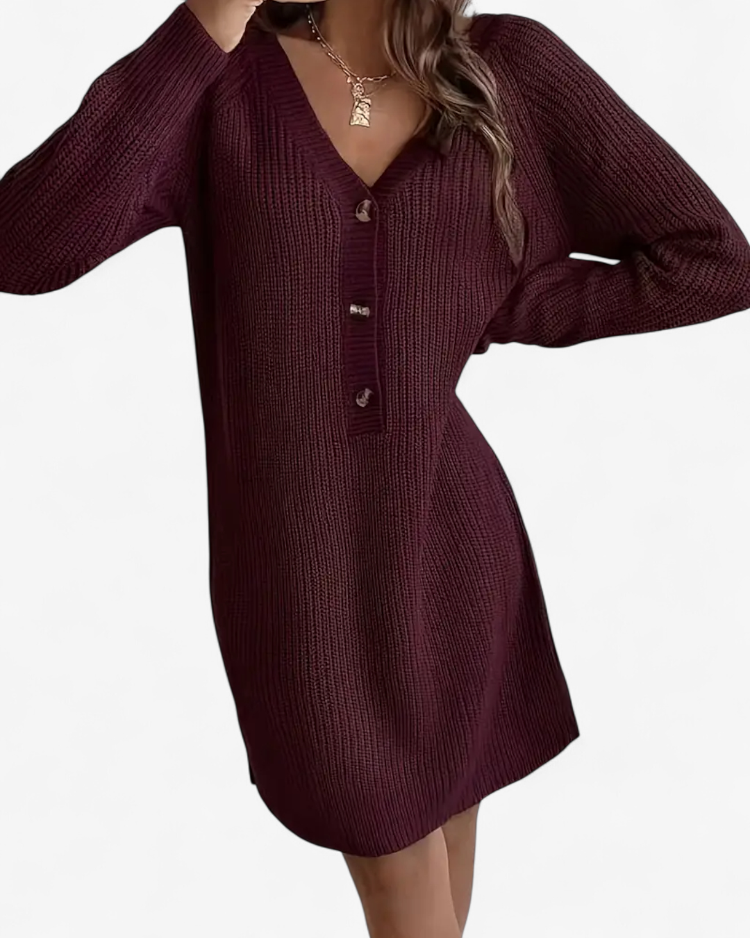 V-Neck Knit Dress