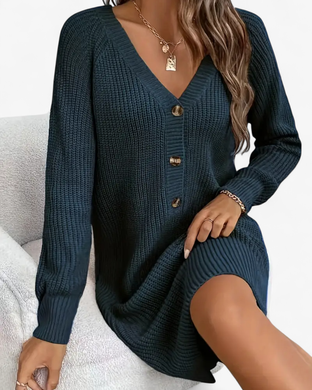 V-Neck Knit Dress