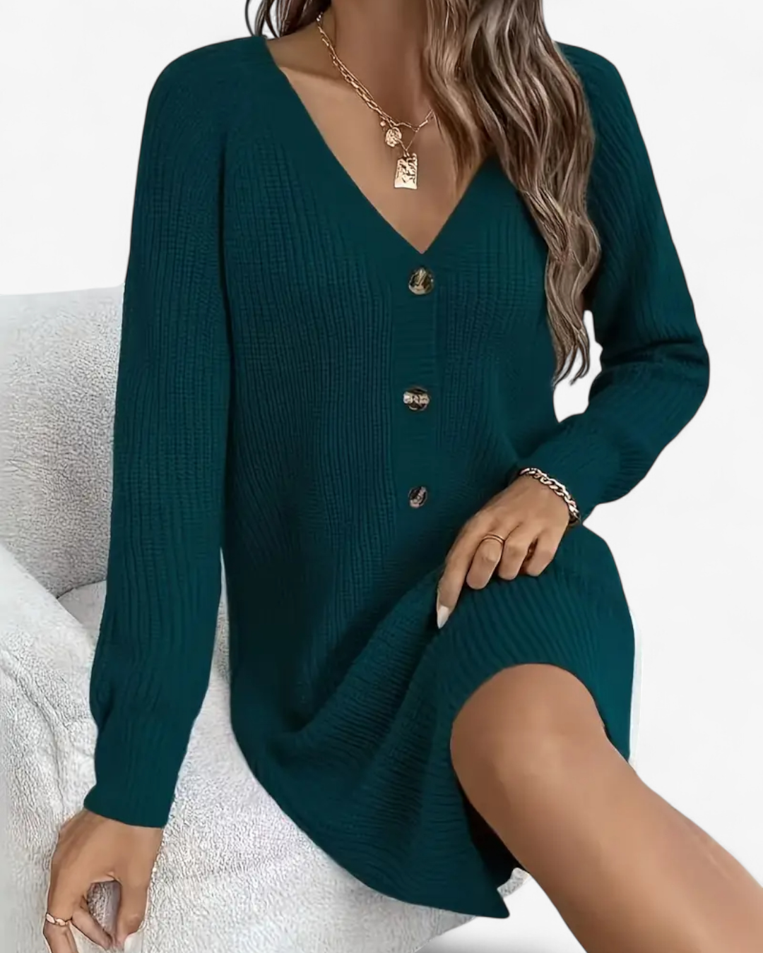V-Neck Knit Dress