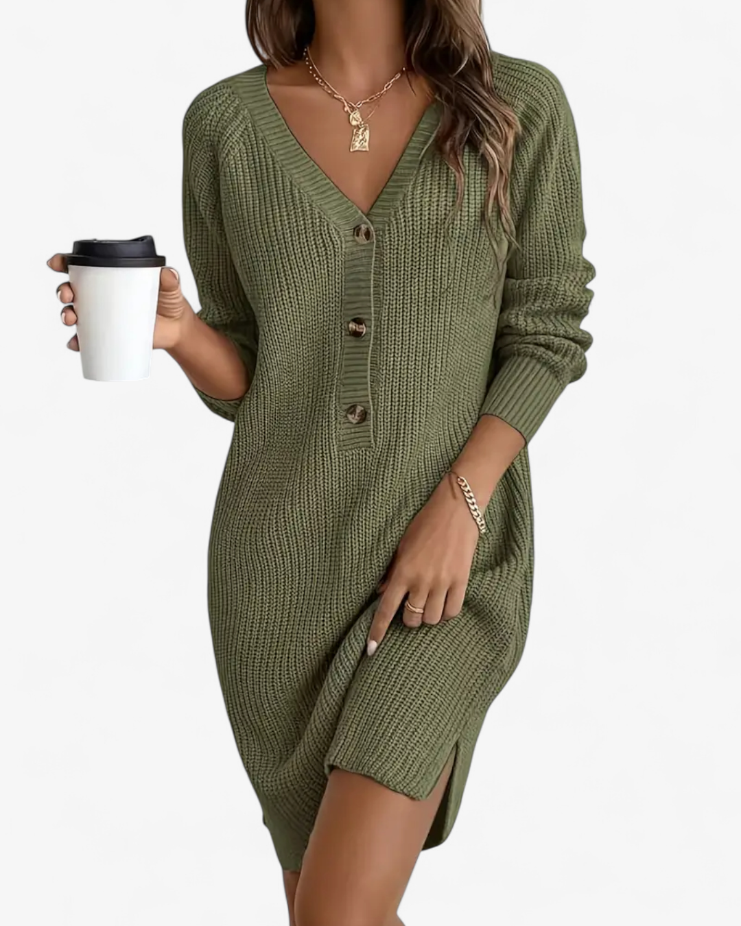V-Neck Knit Dress