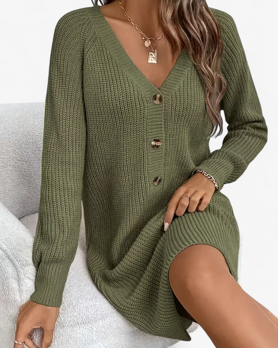 V-Neck Knit Dress