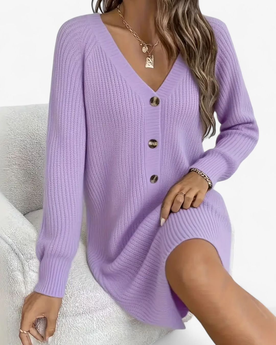 V-Neck Knit Dress