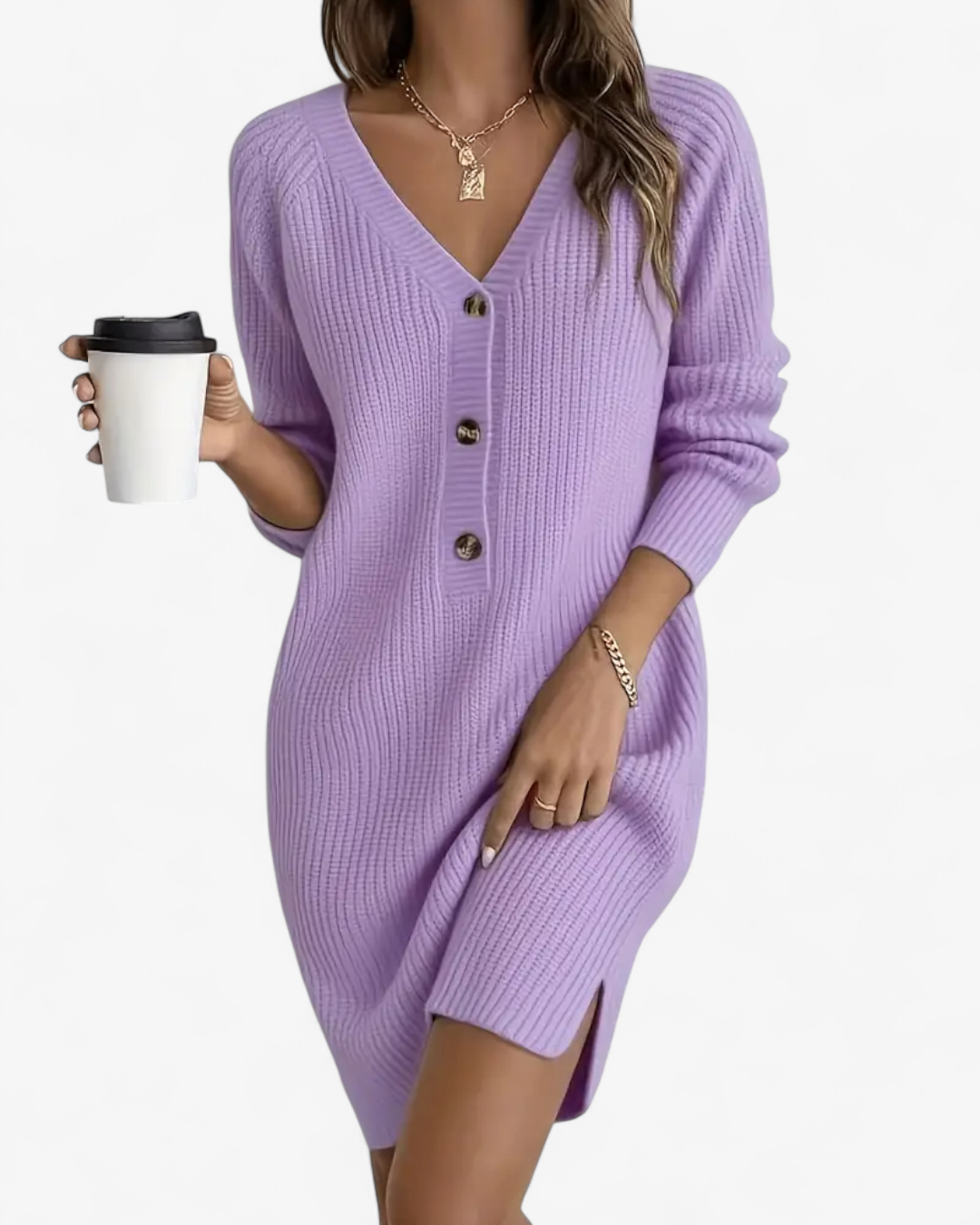 V-Neck Knit Dress