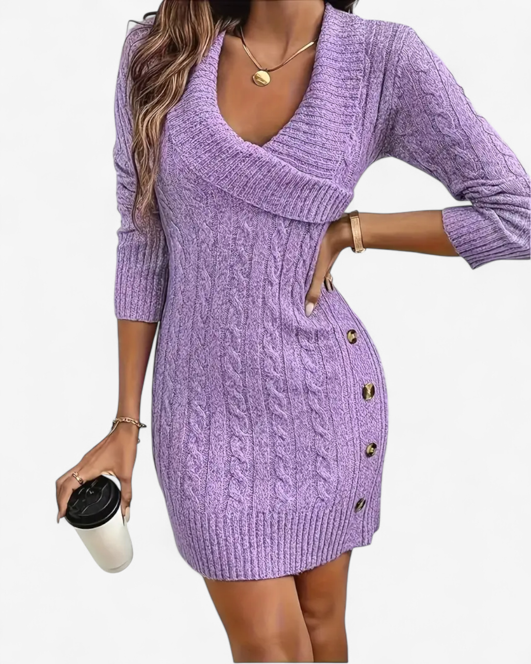 Elegant Knit Sweater Dress