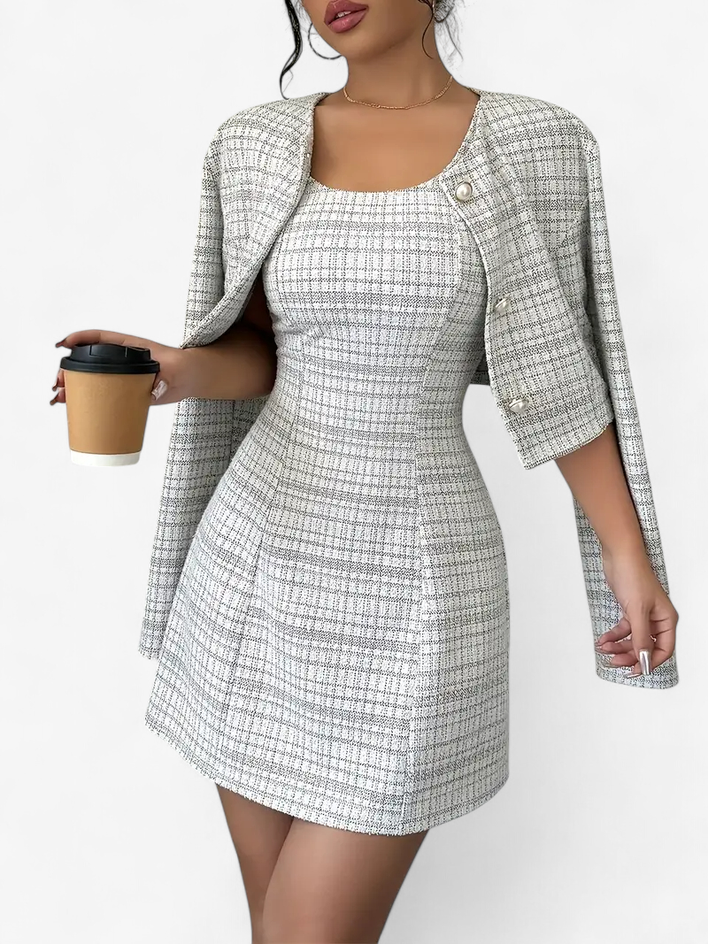 Corduroy Mini Dress with Short Jacket