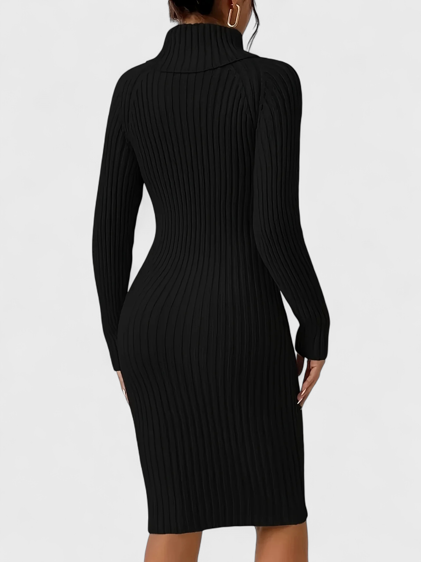 Ribbed Knit Turtleneck Dress