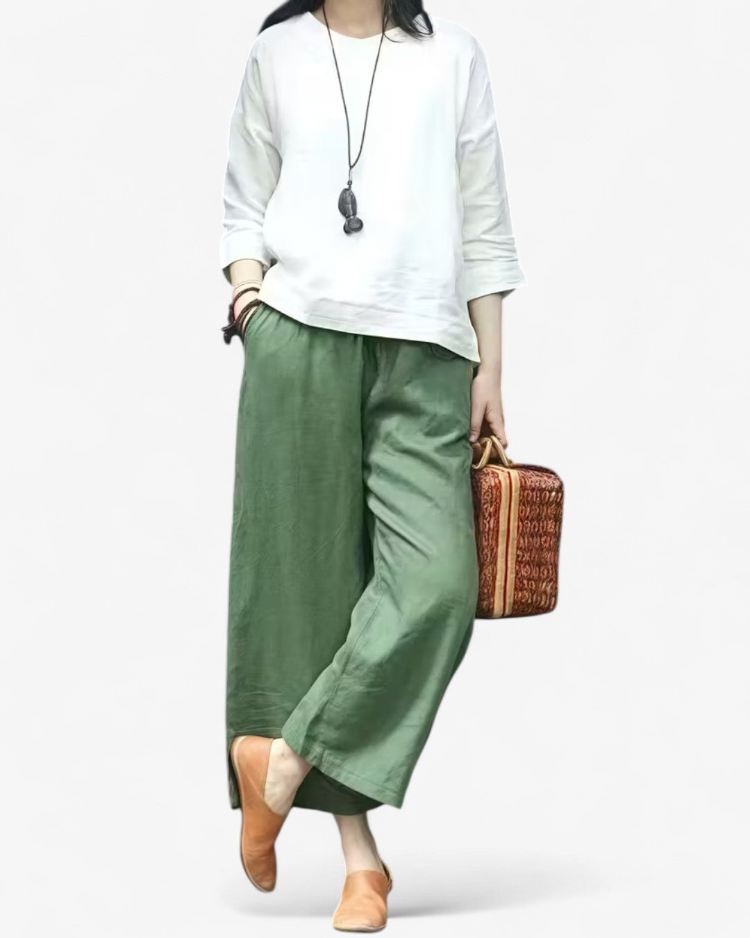 Cropped Wide-Leg Drawstring Pants