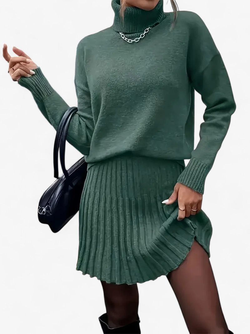 Knit Top & Pleated Skirt Set